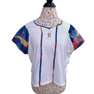 Vintage 70's Pisces T-Shirt Celestial Zodiac Astrological Boho Crop Top size XL